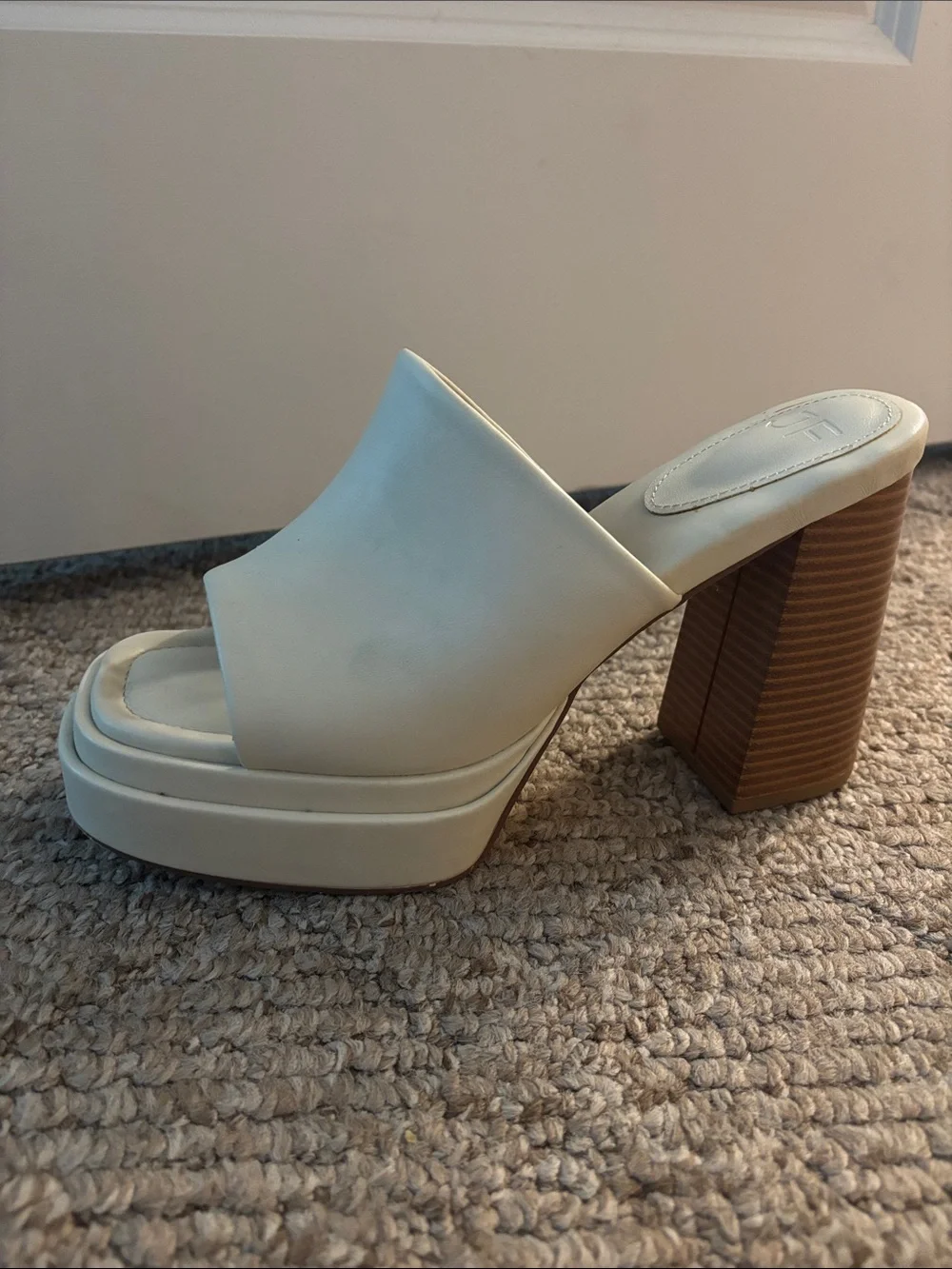 Cream Platform Mule Heels - JustFab
